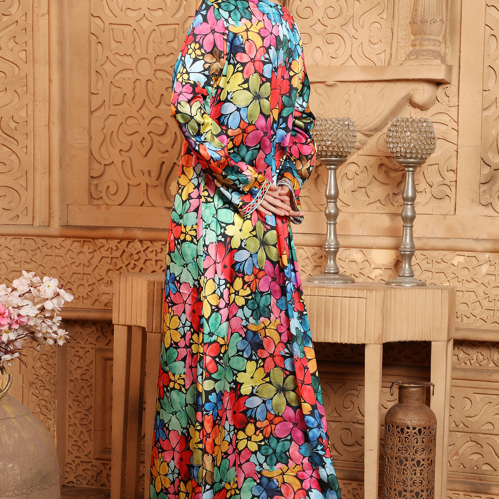 
                  
                    Eid Party Dress Floral Print Summer Islam Hijab Long Gown
                  
                