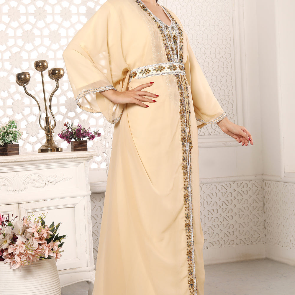 
                  
                    Eid Morocco Gown Women Takchita Beige Dress
                  
                