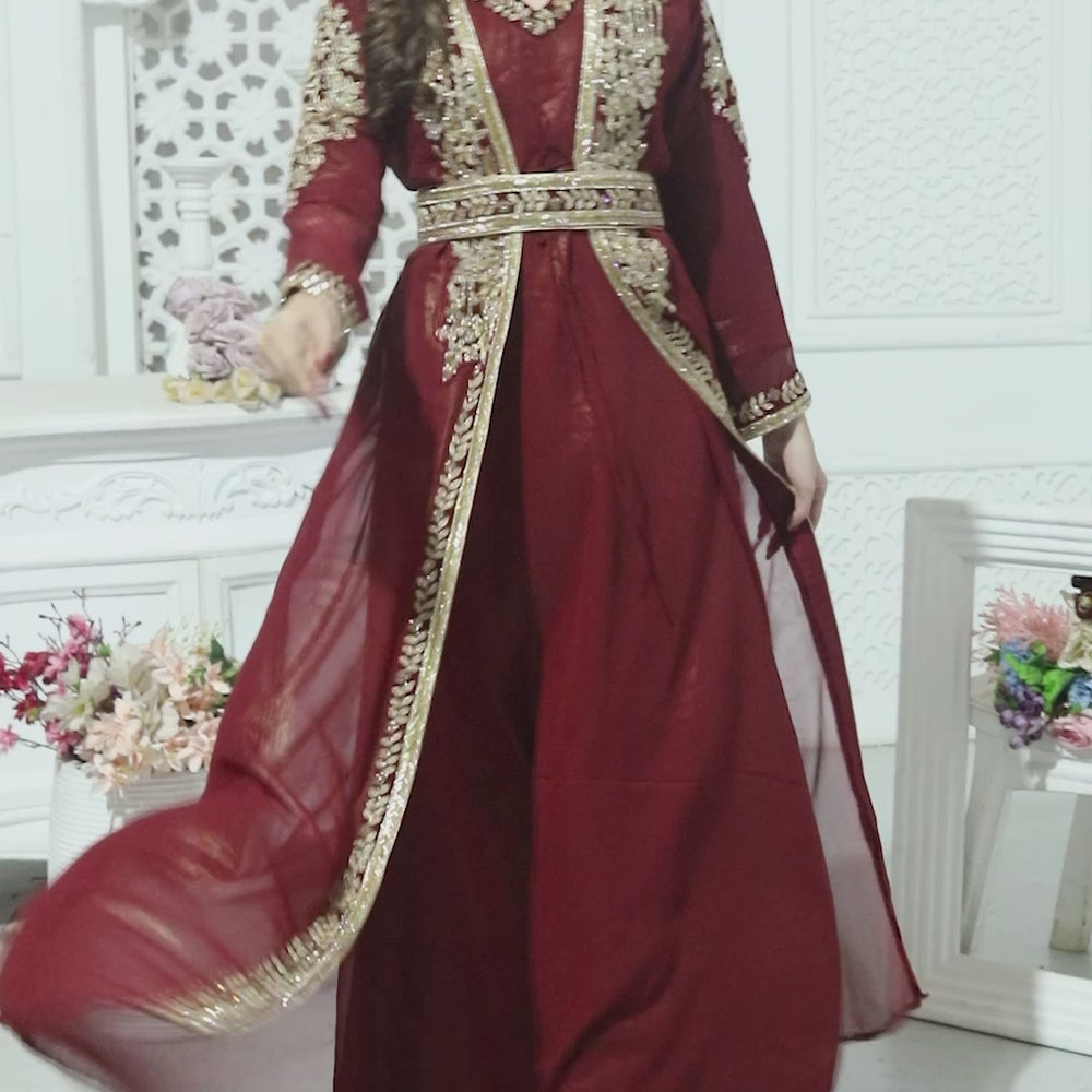 
                  
                    Load and play video in Gallery viewer, Ramadan Special Dubai Abaya Sequins Embroidery Dress
                  
                