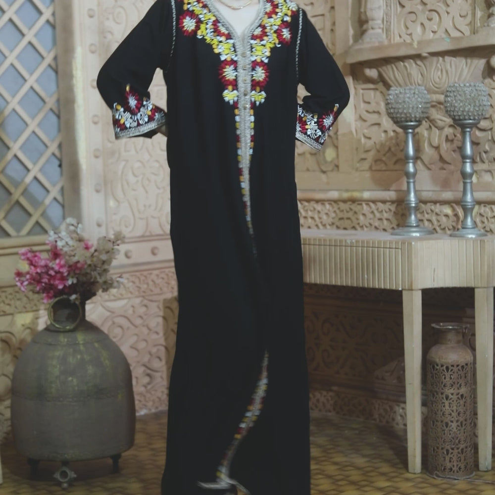 
                  
                    Charger et lire la vidéo dans la visionneuse de la galerie, Delicate Embroidery Dubai Kaftan Abaya Arabic Dress
                  
                