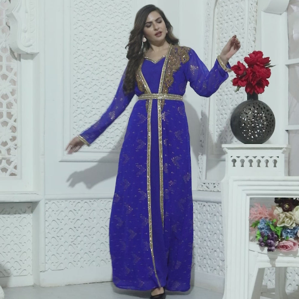 
                  
                    Load and play video in Gallery viewer, Designer Kaftan Heena Tea Party Maxi Gown
                  
                