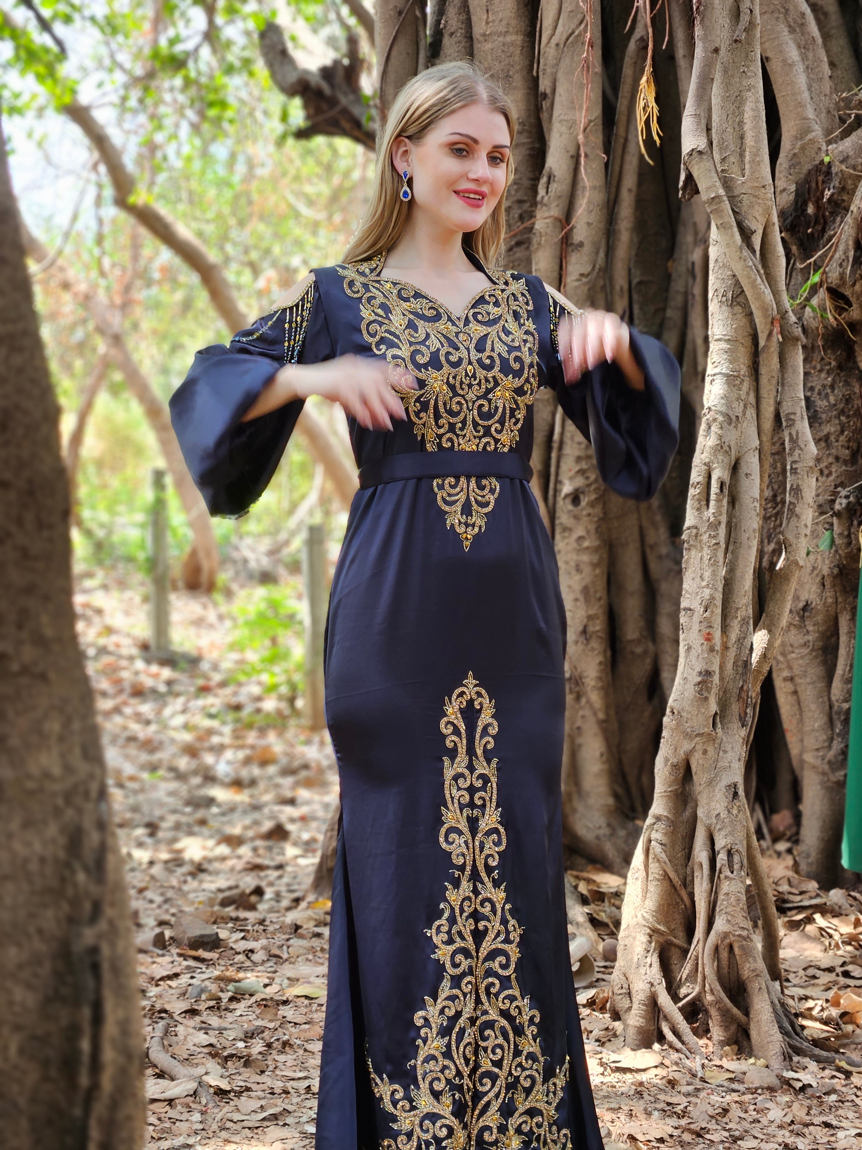 Royal Moroccan Dubai Kaftan Arabic Abaya Maxi Hand Beaded Caftan Farasha sold Floor Length Party Wedding Gown Beach Stylish Jalabiya Women