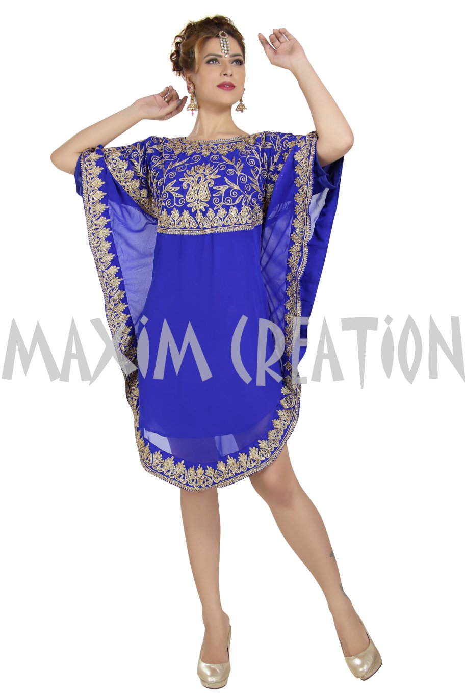 Embroidered Dress Knee Length Tunic Gown – Maxim Creation