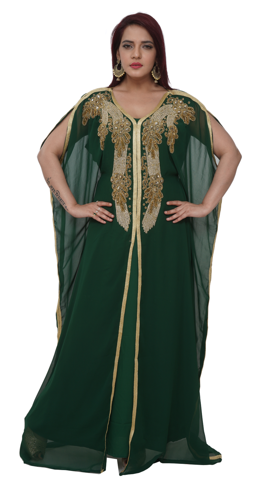 Designer Abaya With Golden Beads Maxi Gown - Maxim Creation