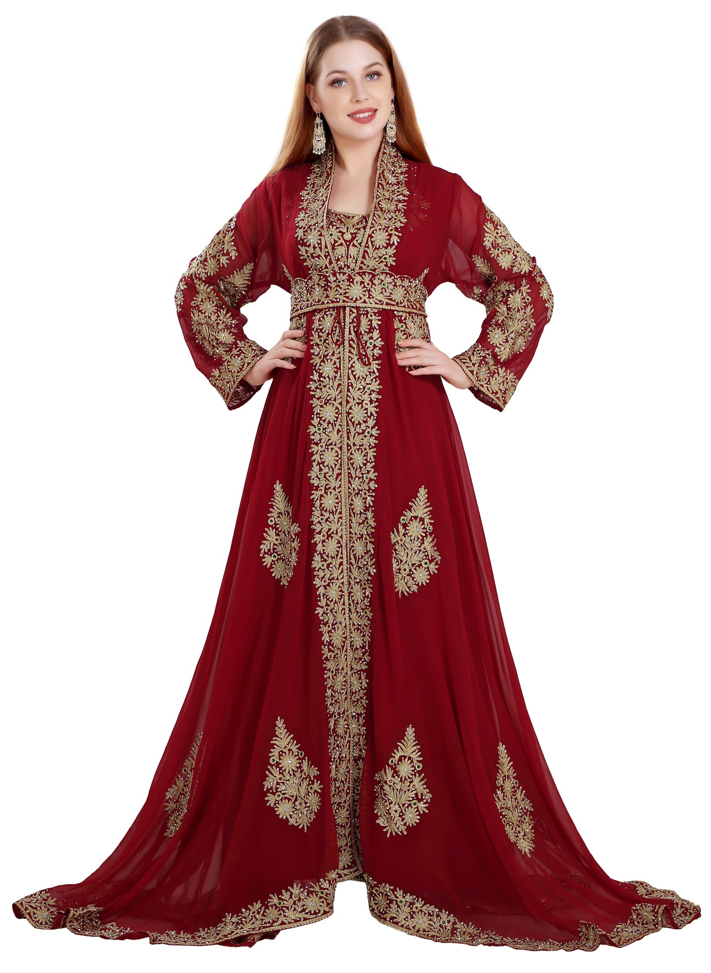 Maroon Jellabiya Moroccan Caftan Dress – Maxim Creation