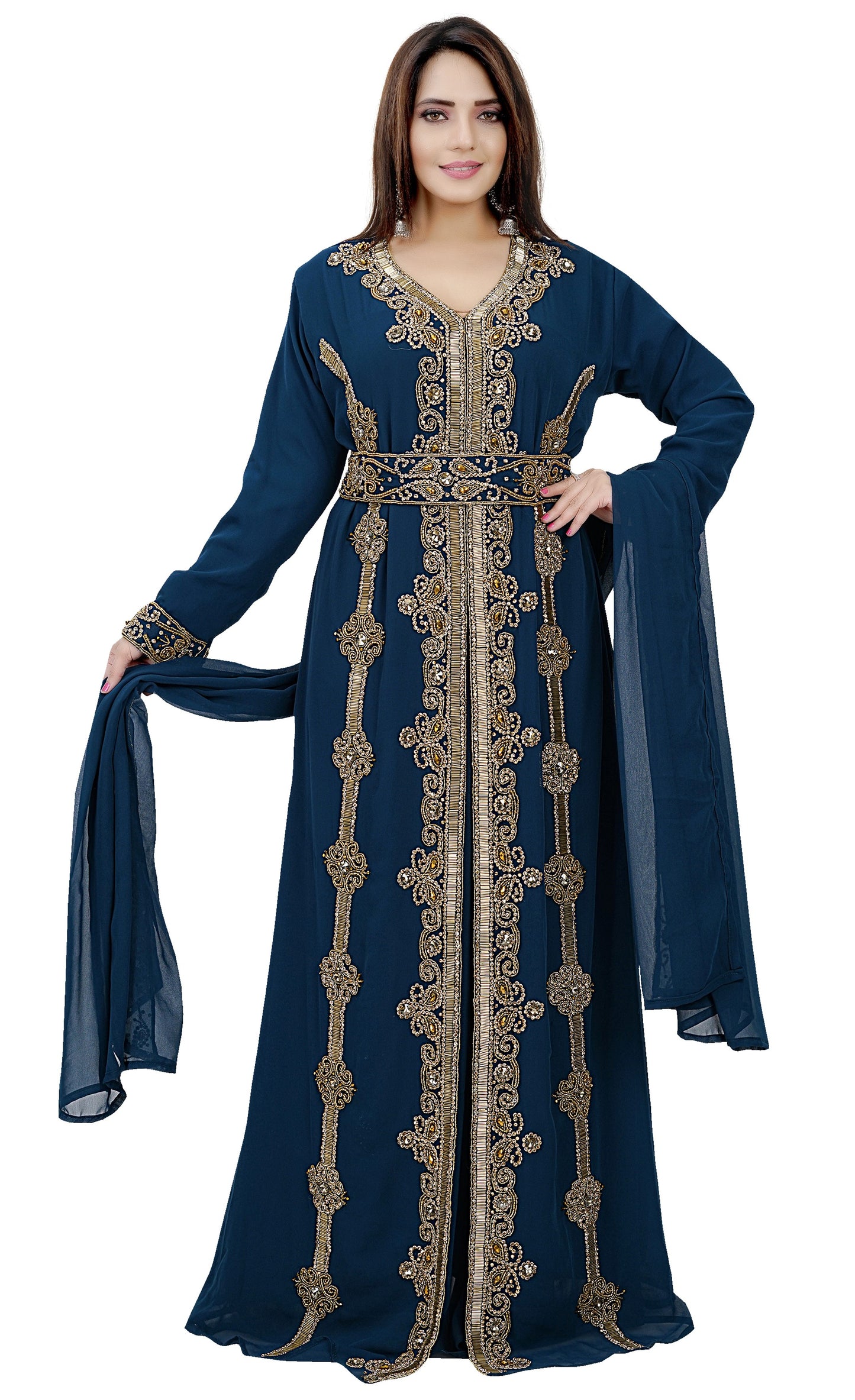 Designer Jalabiya Embroidered Gown – Maxim Creation