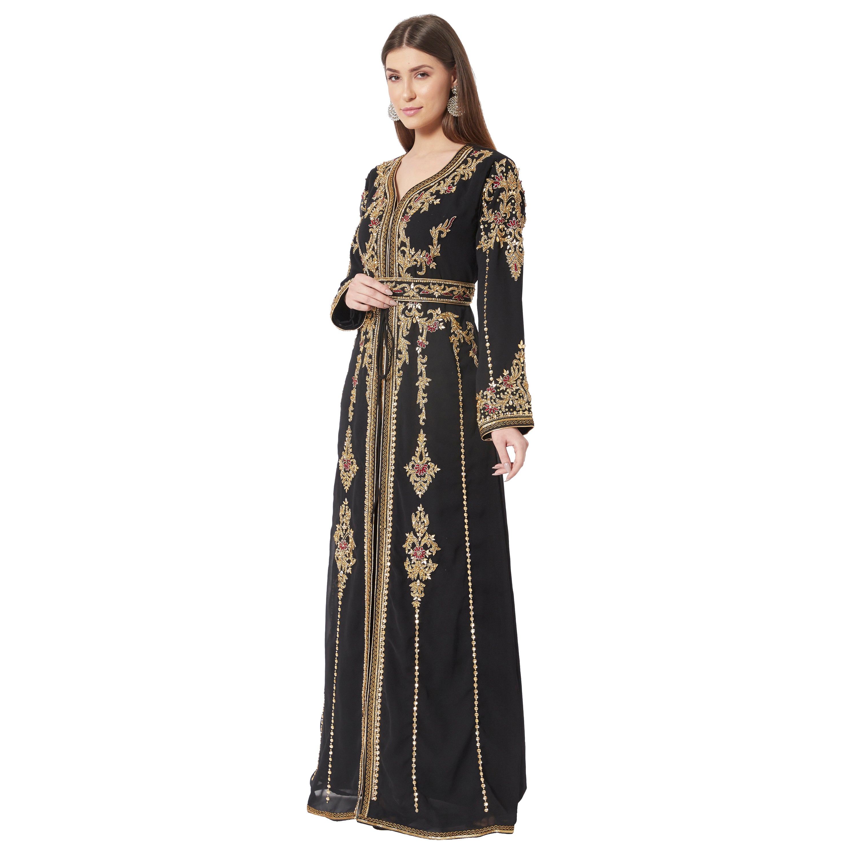 Black color Womens Free Size Kaftan for women moroccan caftan african hotsell wedding takchita dresses